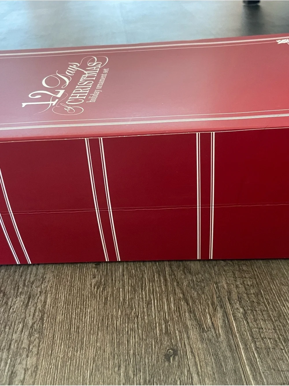 Pottery Barn Red and White '12 Days of Christmas' Holiday Ornament Set Box